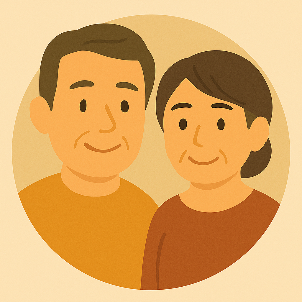 Illustration of a Japanese family