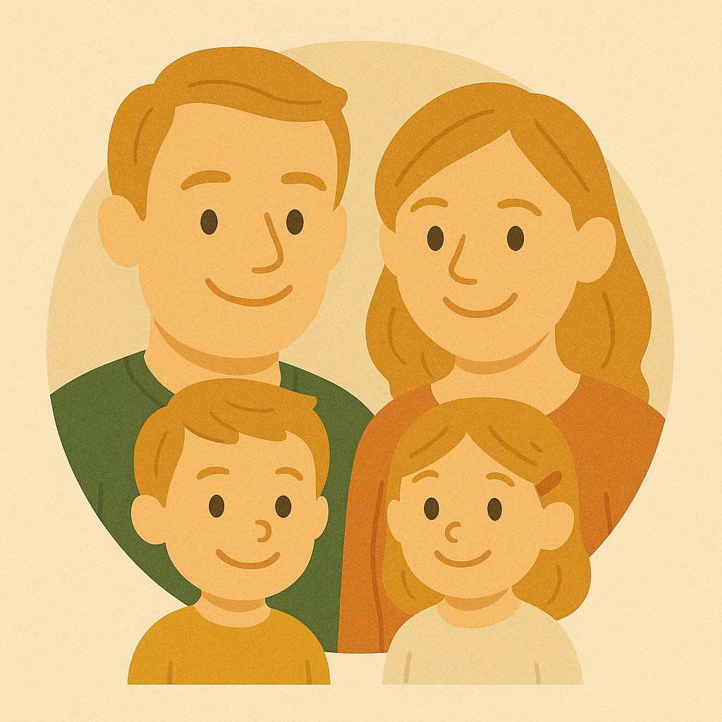 海外からのご家族のイラスト