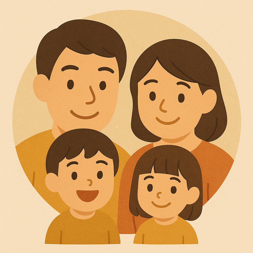 日本のご家族のイラスト